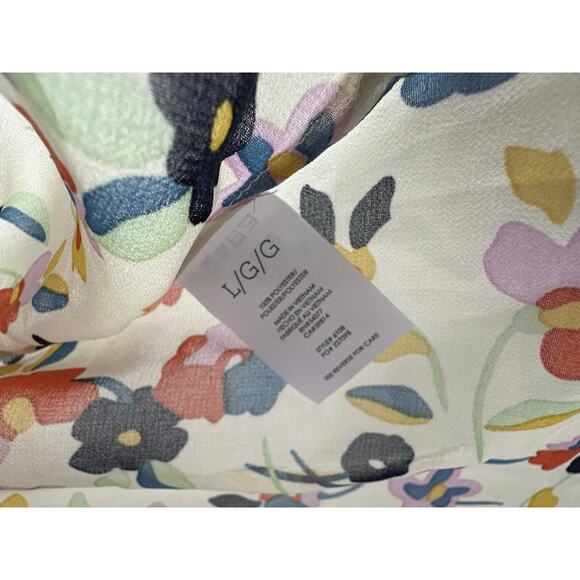 Cabi Tux Ruffle Sleeveless Sheer Blouse #6108 Floral Multi-Colored Top Sz Large - Picture 6 of 10